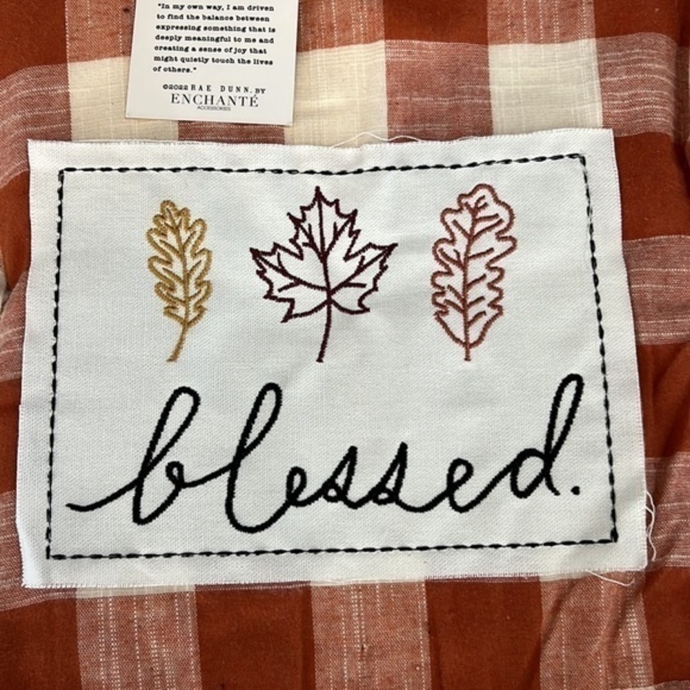 Rae Dunn - ‘Blessed/Leaves’ Rust Plaid/Sherpa throw. NWT. *Last One! - Picture 2 of 6
